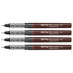 Set of four Rotring Tikky Graphic Fineliners with different nib sizes on a white background