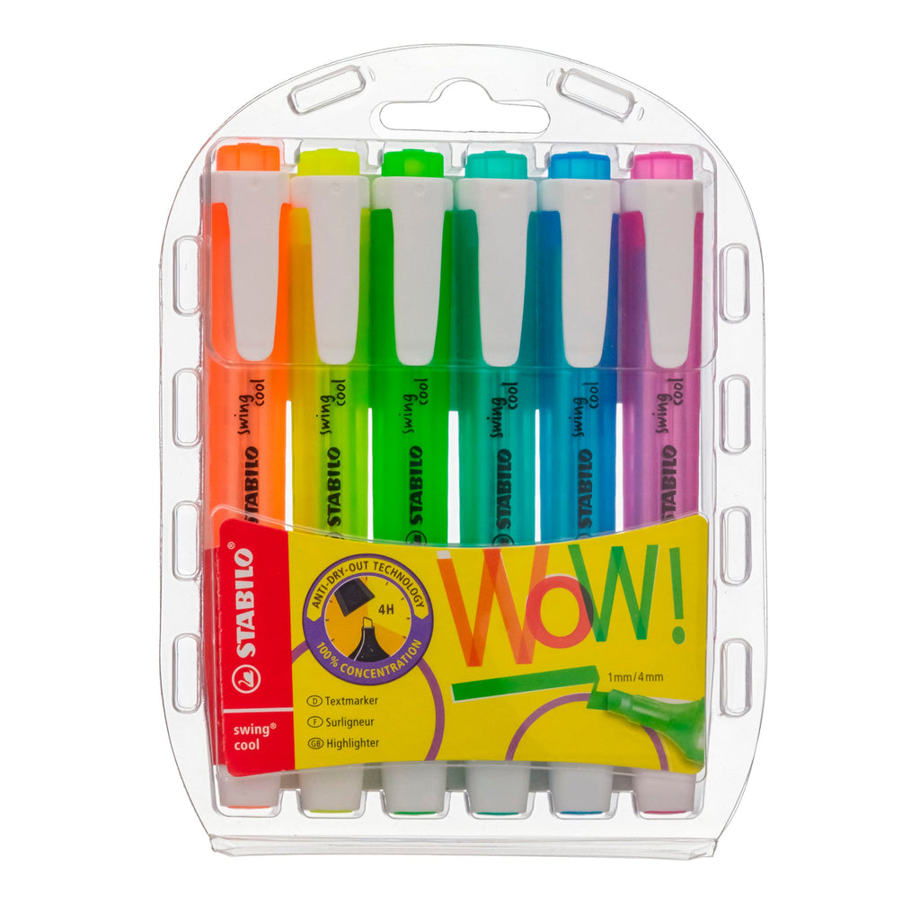 Stabilo Swing Cool Highlighter Pack Of 6 Wallet-Cardb