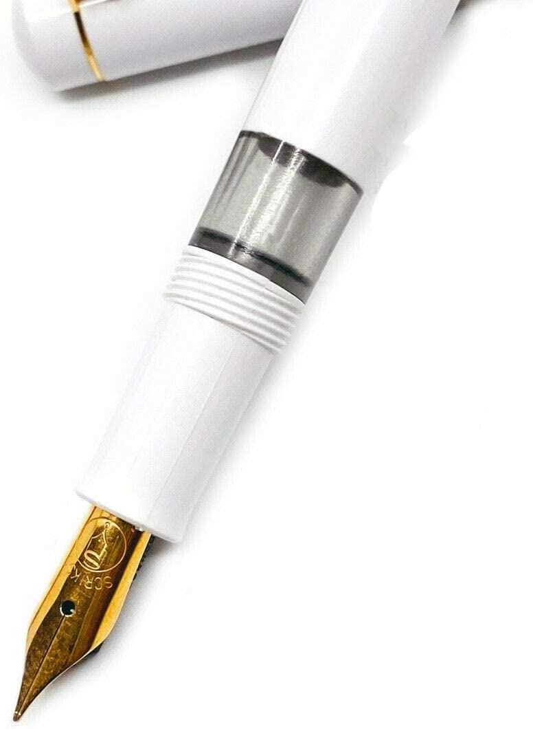 Scrikss 419 Medium Nib Fountain Pen - White GT