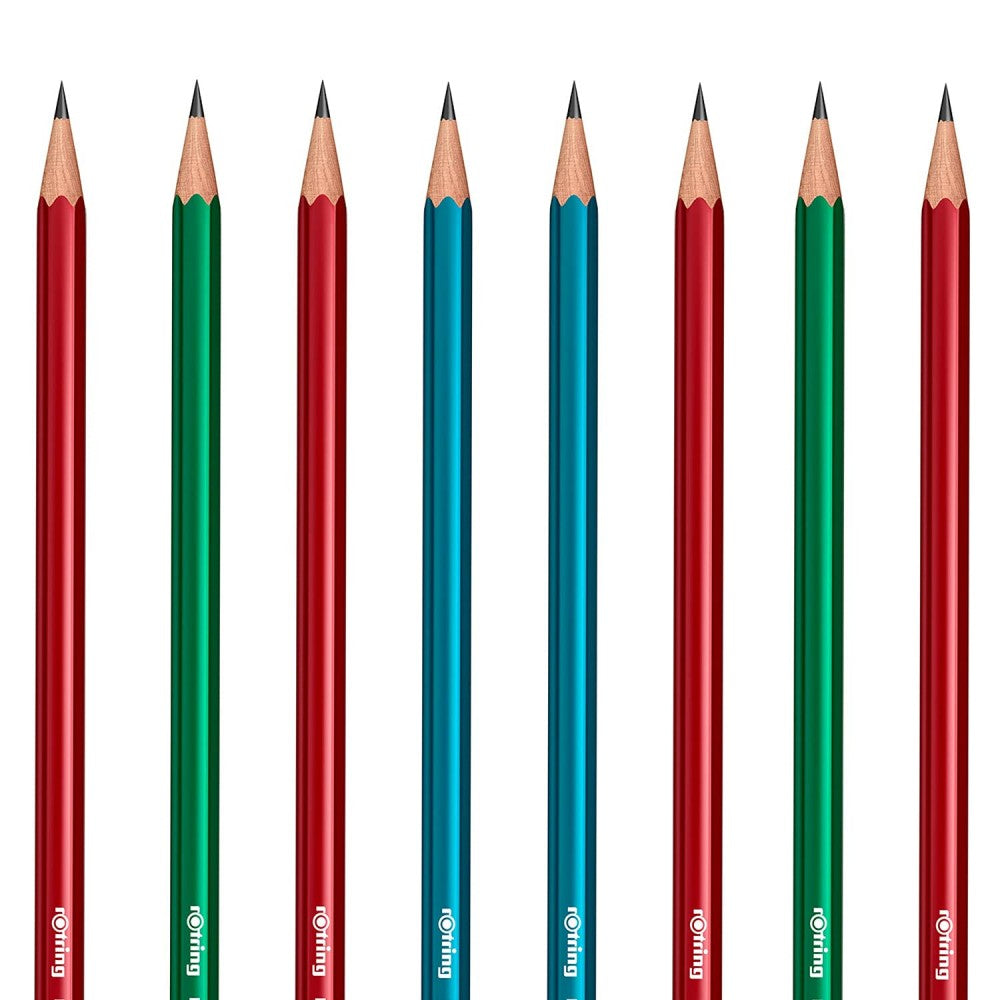 Rotring Woodcase HB Metallic Pencils – Pack of 4 (2 Blue, Red & Green)