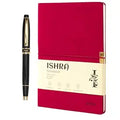 ISHRA Red A5 Ruled Notebook & Black Roller Pen with Gold Trims | Blue Ink | Gift Set