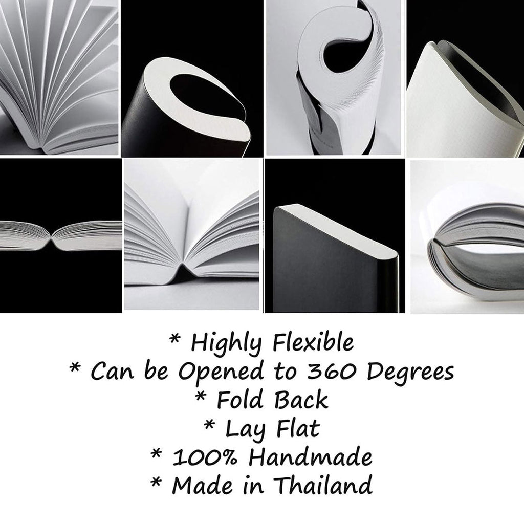 Zequenz A6 Size Grey White Notebook Squared & Blank Acid Free Paper 200 Pages each Ruling 400 Pages 70GSM 360 Degree Flexibility 100% Handmade PU and White paper Basic Plus Series