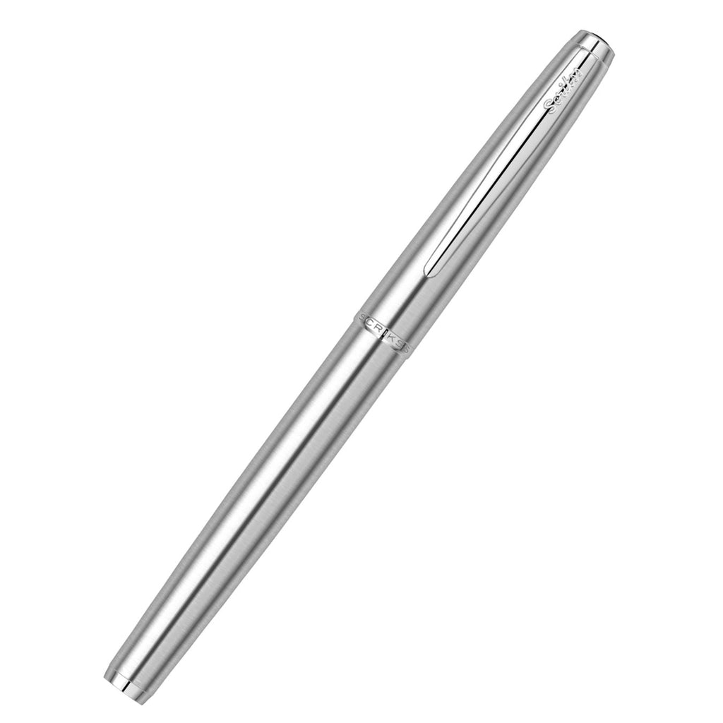 Scrikss Metropolis 78 Fountain Pen in Stainless Steel CT on white background