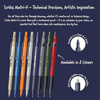 scrikss matri-x 0.7mm Mechanical pencils in various colors with product text on a dark background.