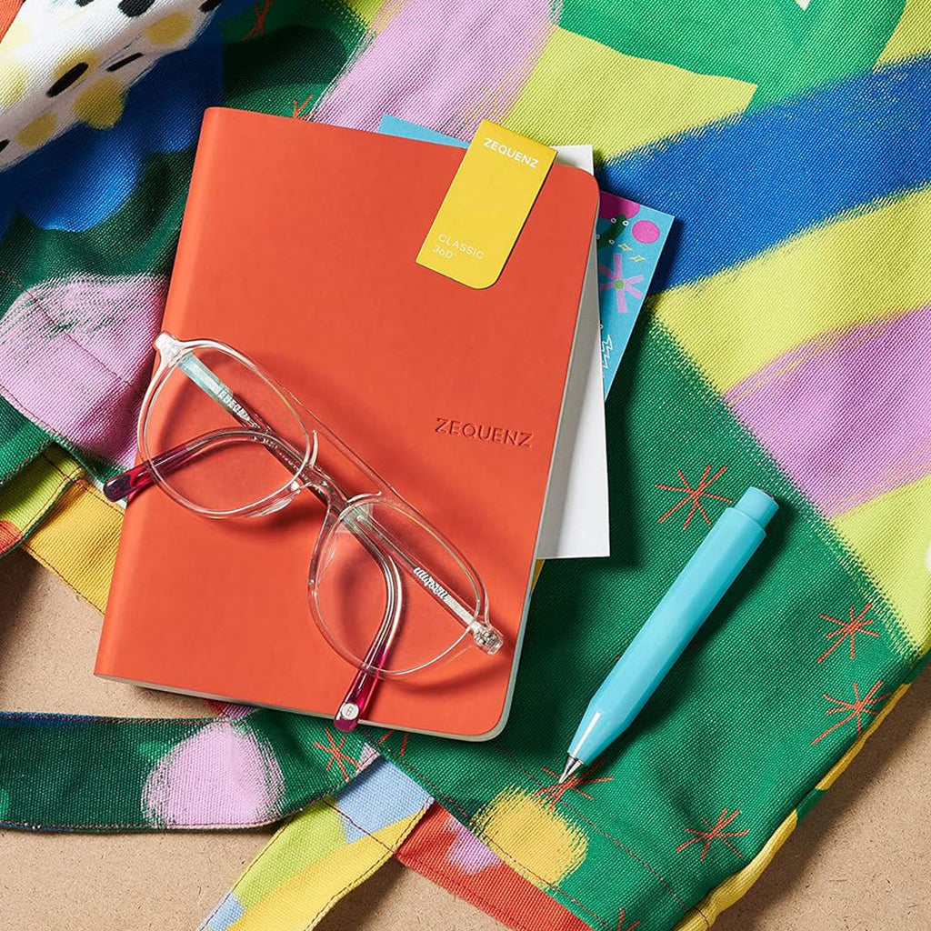 Zequenz A5 & A6- Coral Pink Notebook Set Ruled Acid Free Paper 200 Pages Each 80GSM 360 Degree Flexibility 100% Handmade Fountain Pen Friendly Color Series Pack of 2 Notebooks