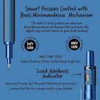 Scrikss Matri-X 0.7mm Blue Mechanical Pencil with text on a blue background explaining smart pressure control and lead hardness indicator.