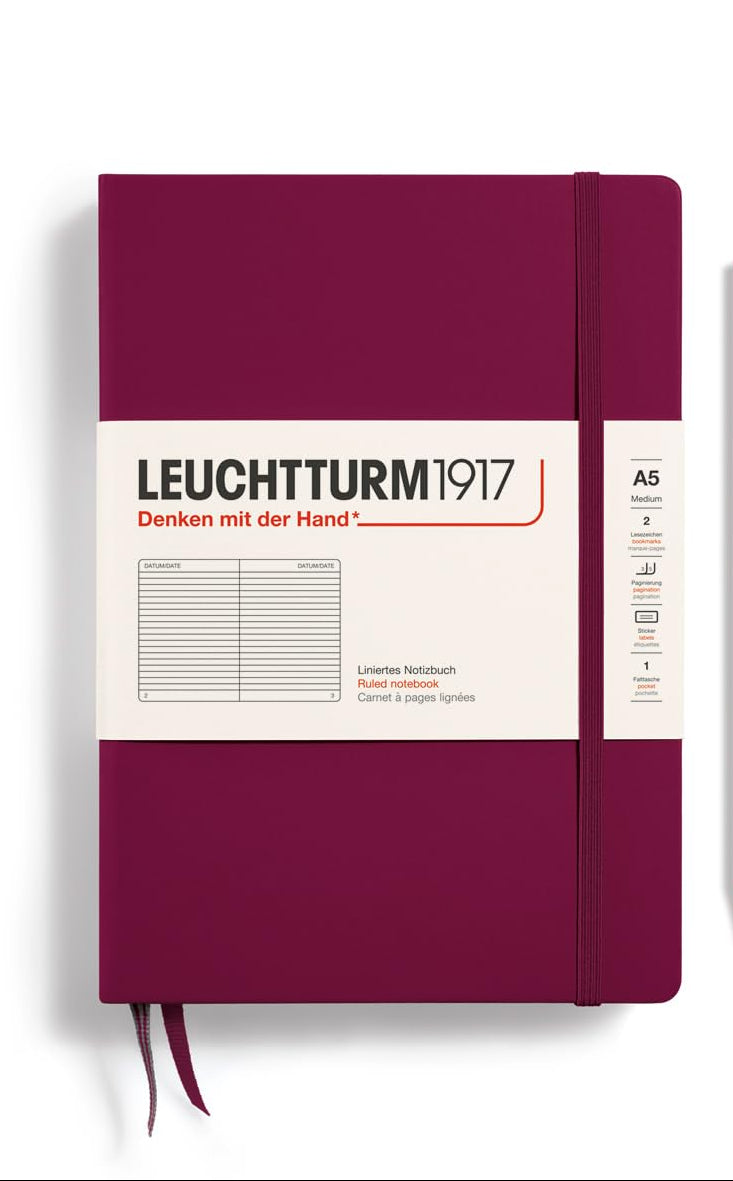 LEUCHTTURM1917 RULED NOTEBOOK-A5(251) - PORT RED