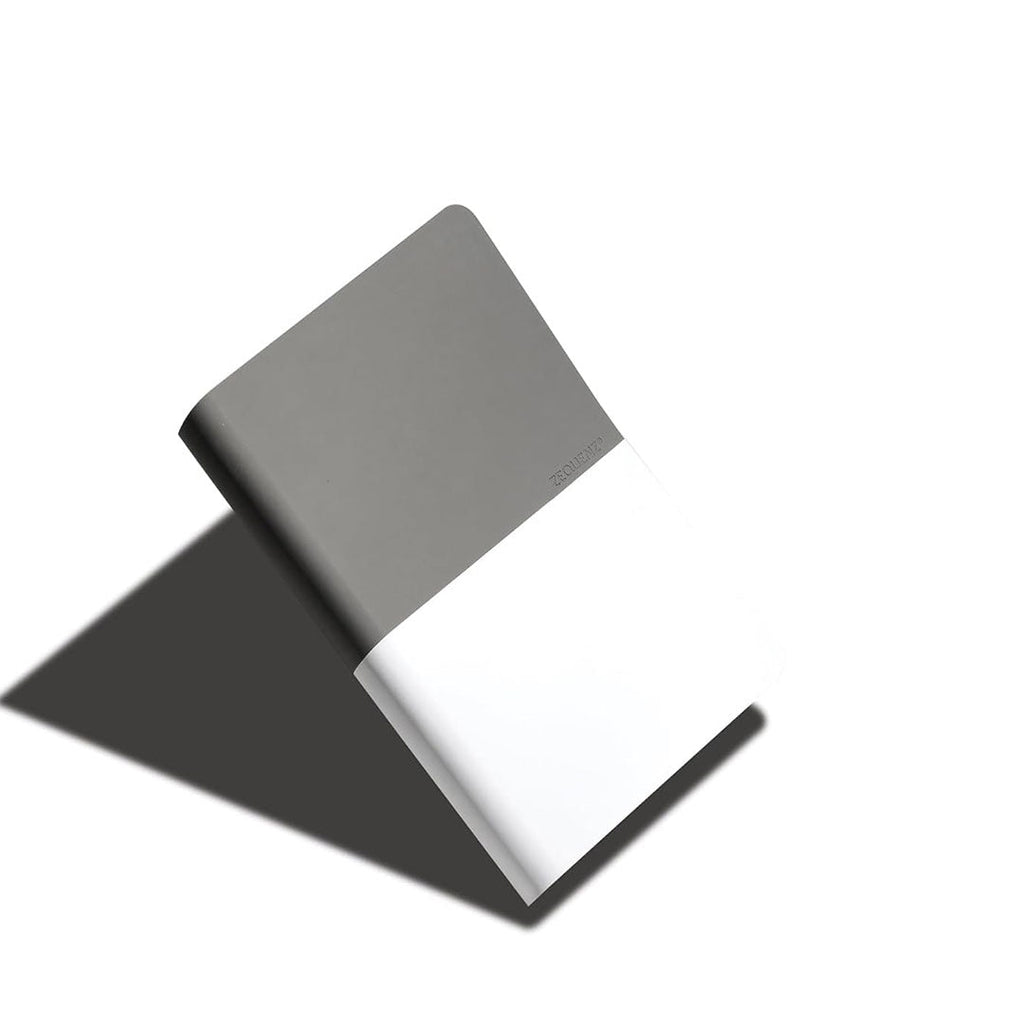 Zequenz A6 Size Grey White Notebook Squared & Blank Acid Free Paper 200 Pages each Ruling 400 Pages 70GSM 360 Degree Flexibility 100% Handmade PU and White paper Basic Plus Series