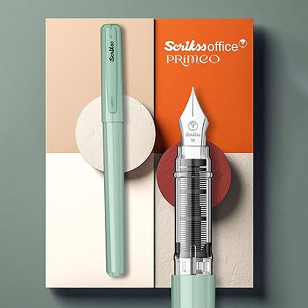 Scrikss Primeo Medium Nib Fountain Pen with 3 Cartridges - Mint