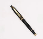 ISHRA Black Roller Ball Pen With Gold Trims| Blue Ink