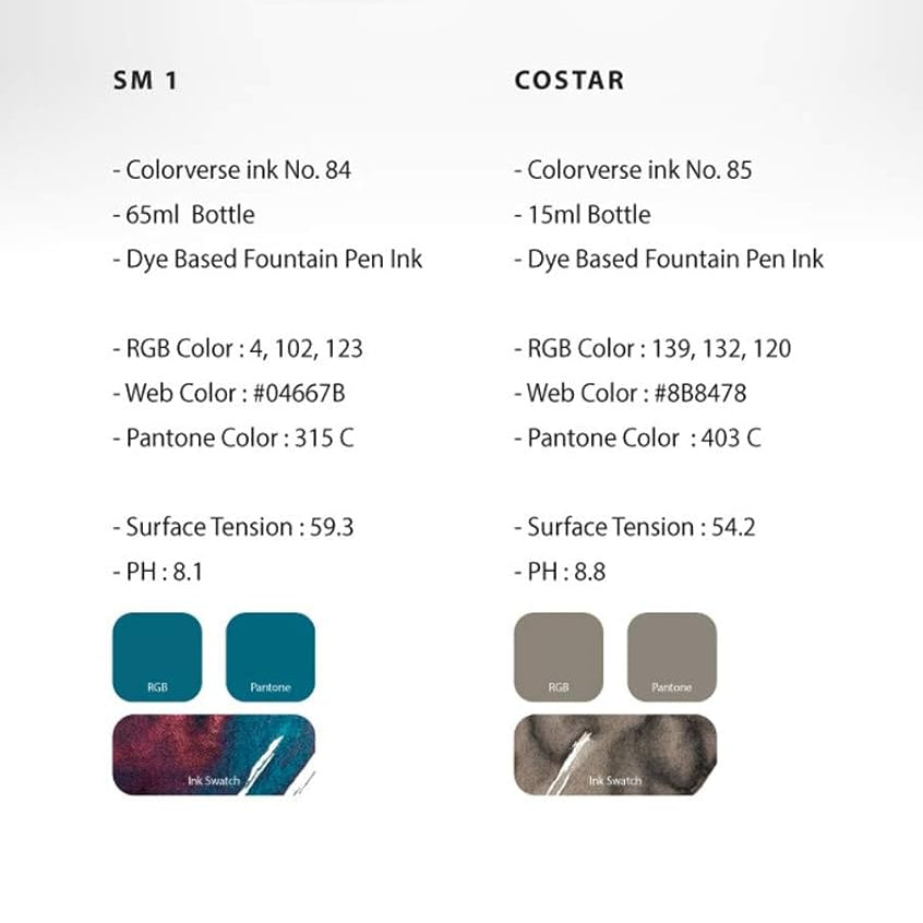 Colorverse Ink | Season 7 | Eye On The Universe | SM1 (65ml) and Costar (glistening) (15ml) | 2 Bottle Set