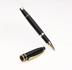 ISHRA Black Roller Ball Pen With Gold Trims| Blue Ink