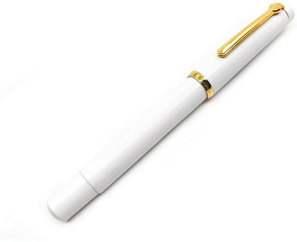 Scrikss 419 Medium Nib Fountain Pen - White GT