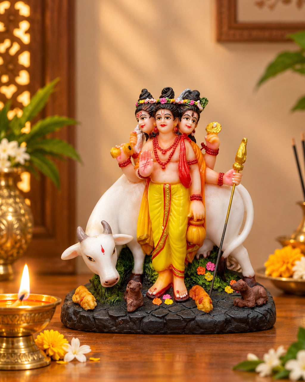 Dutta Statue – Fiber Dattatreya Idol with Cow