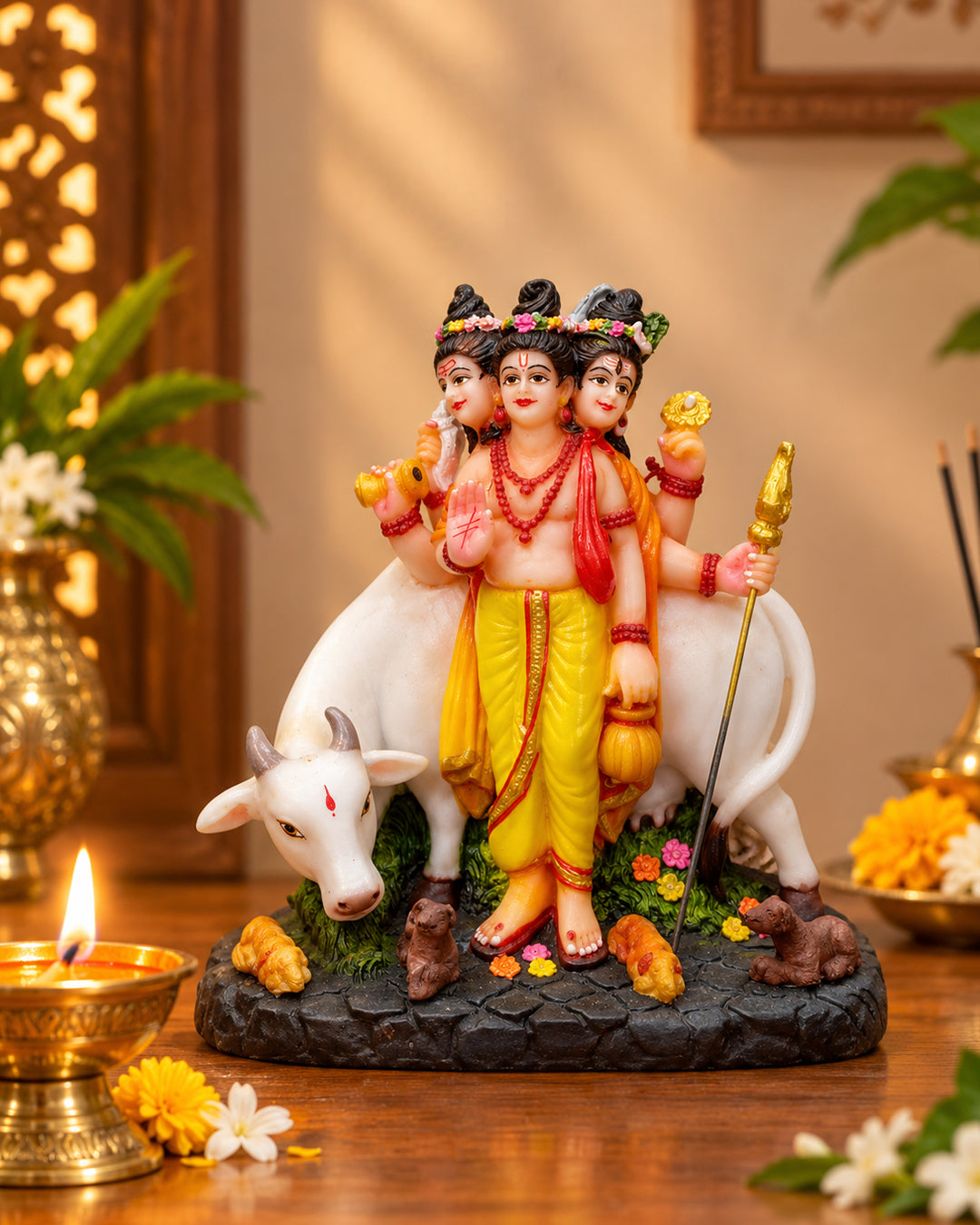 Dutta Statue – Fiber Dattatreya Idol with Cow