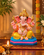 Colorful Fiber Ganesha Statue – Seated Lord Ganesh Idol for Home Décor