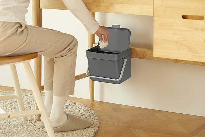Litem Hanging Food Waste Bin with Basket  - DARK GREY
