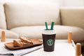 LITEM COFFEE CUP PENCIL HOLDER - WHITE & BROWN