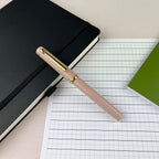 Scrikss | 419 Legendary | Fountain Ink Pen | Medium Nib | Gold Plated | Glossy Cream Barrel - penpencilink