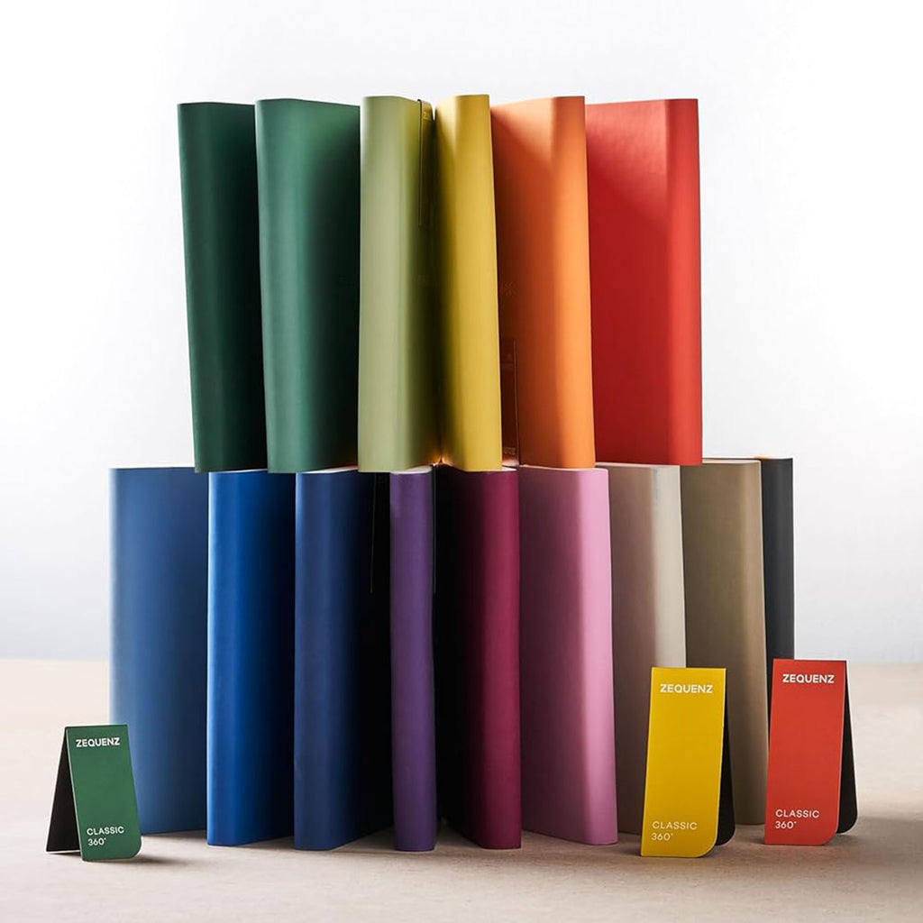 Zequenz A5 Size Olive Green Slim Notebook Blank Acid Free Paper 200 Pages 80GSM 360 Degree Flexibility 100% Handmade Fountain Pen Friendly Color Series Bookmark Included
