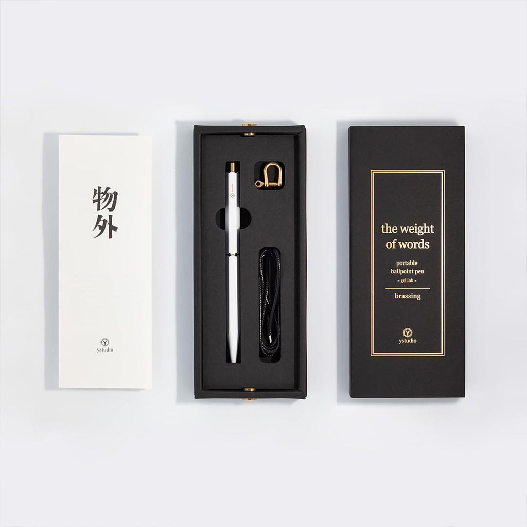 Ystudio Classic Revolve Portable Ballpoint Pen Brass (White finish)