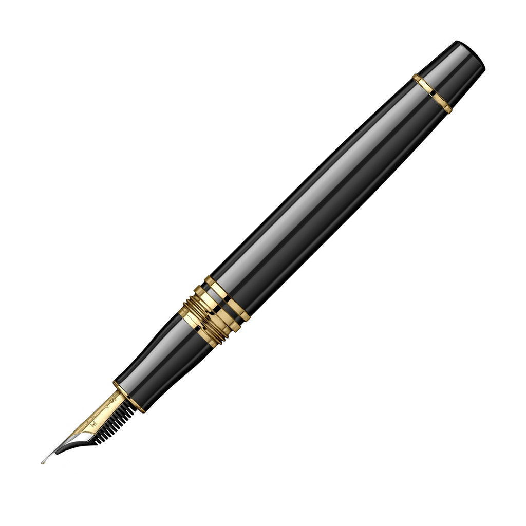 Scrikss Fortune Medium Nib Fountain Pen - Black Gold Trim