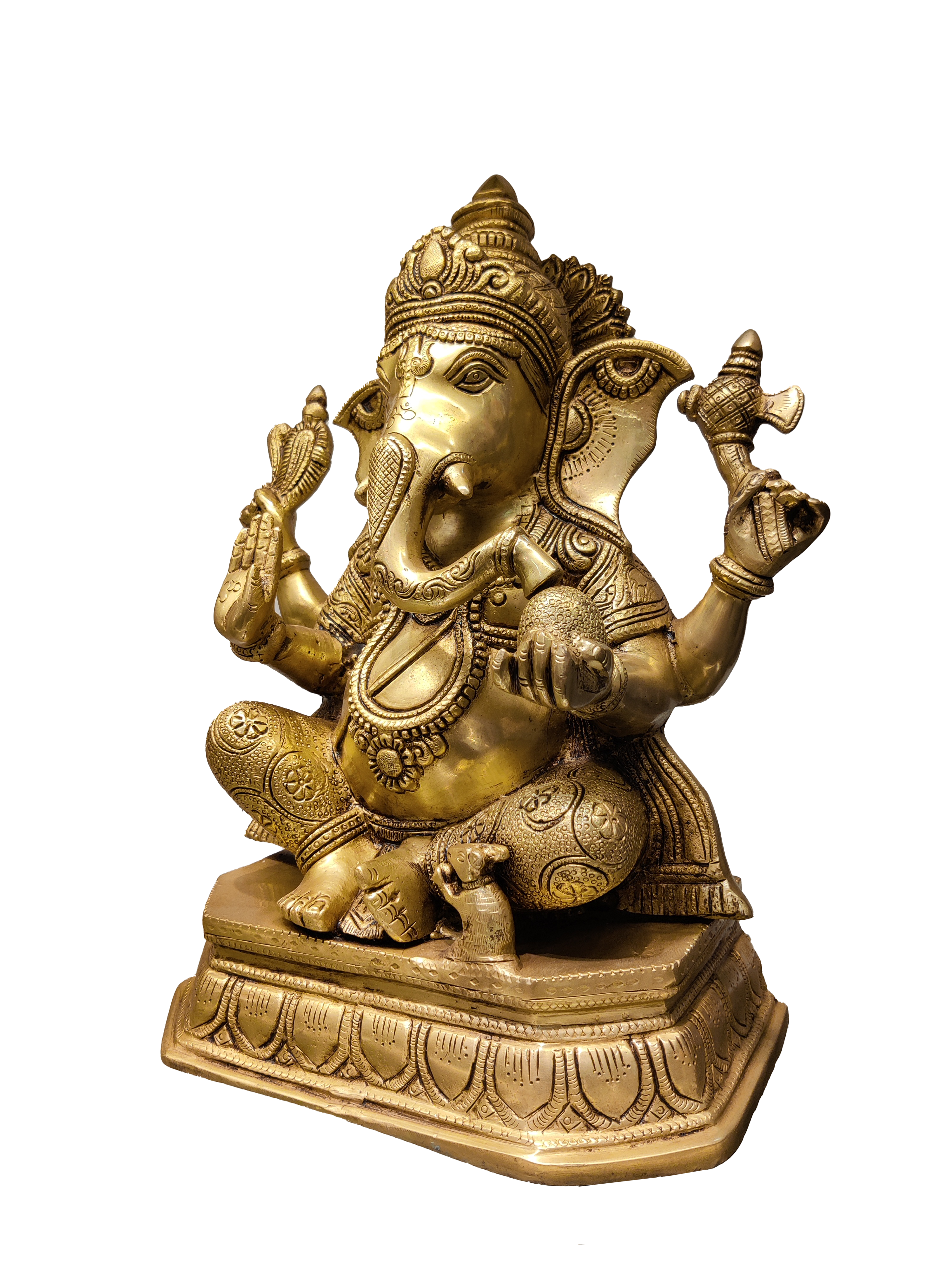 Golden Brass Lord Ganesha Idol – Royal Divine Décor