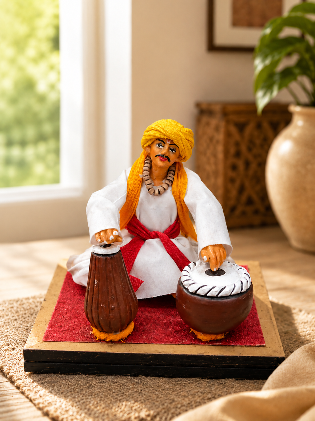Warkari Terracotta Statue – Traditional Maharashtrian Devotional