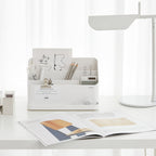 Litem | Desk Orgnaizer with Adjustable Compartments | White | Desktop Holder