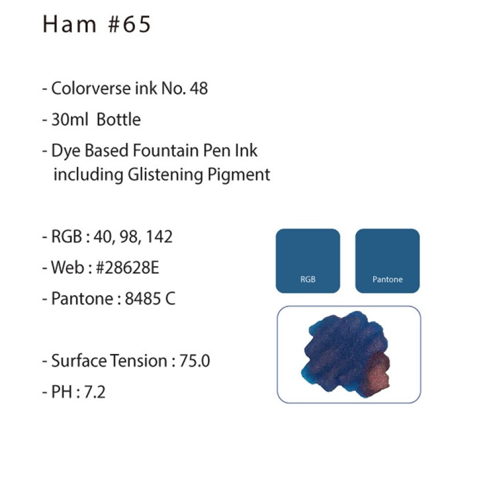 Colorverse | Glistening Series | Traiblazer In Space | Ham65 | Fountain Pen Ink | Dark Blue Ink | 30ml - penpencilink