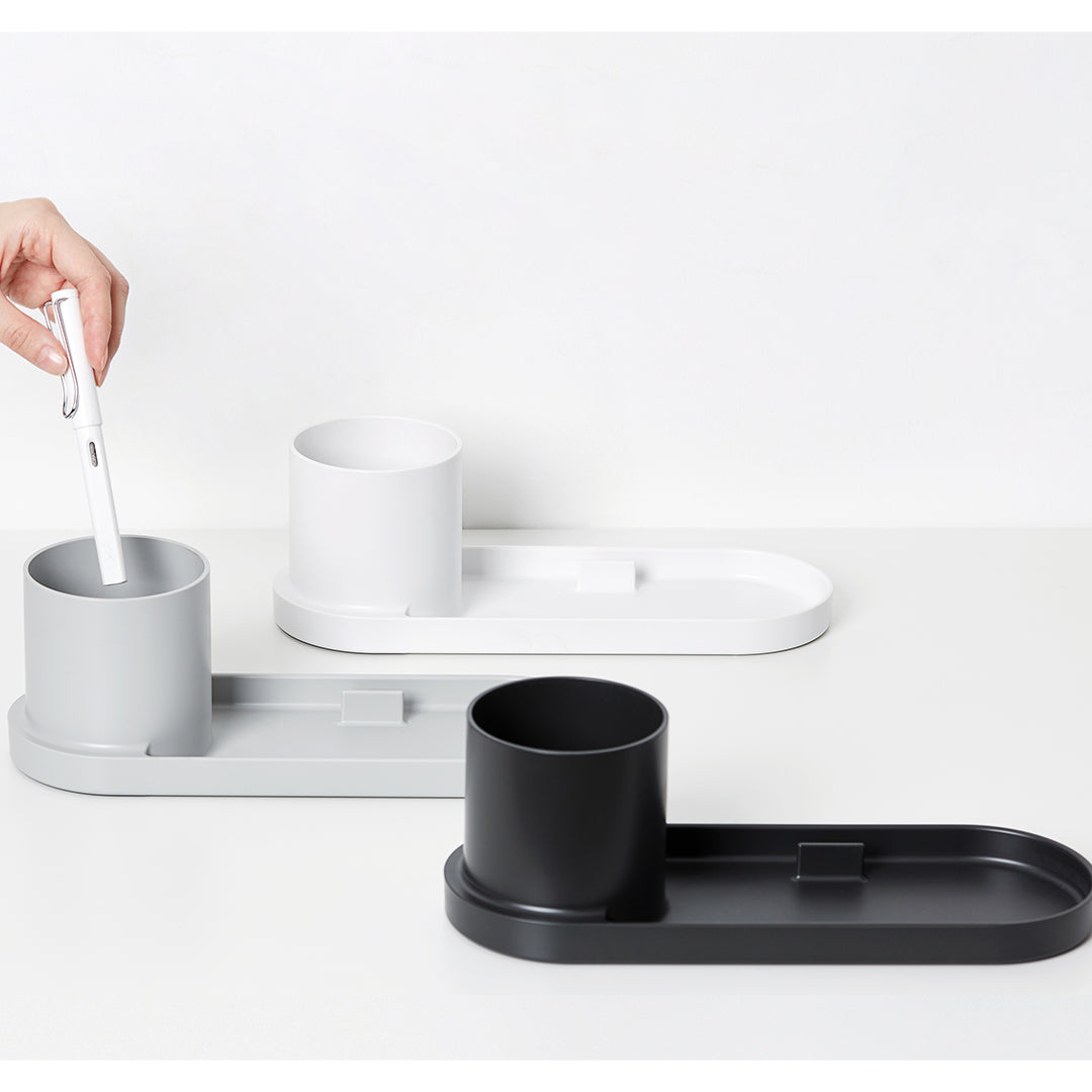 Litem | Pen Stand with Tray | Organizer | Ivory | Holder Tray