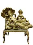 Lord Vishnu Sheshnag & Lakshmi Sleeping Idol – Divine Brass Finish