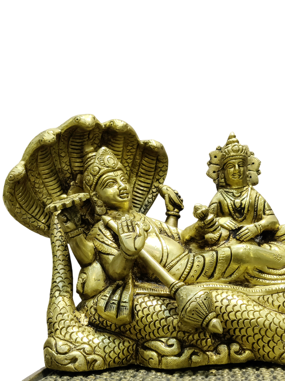 Lord Vishnu Sheshnag & Lakshmi Sleeping Idol – Divine Brass Finish