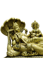 Lord Vishnu Sheshnag & Lakshmi Sleeping Idol – Divine Brass Finish