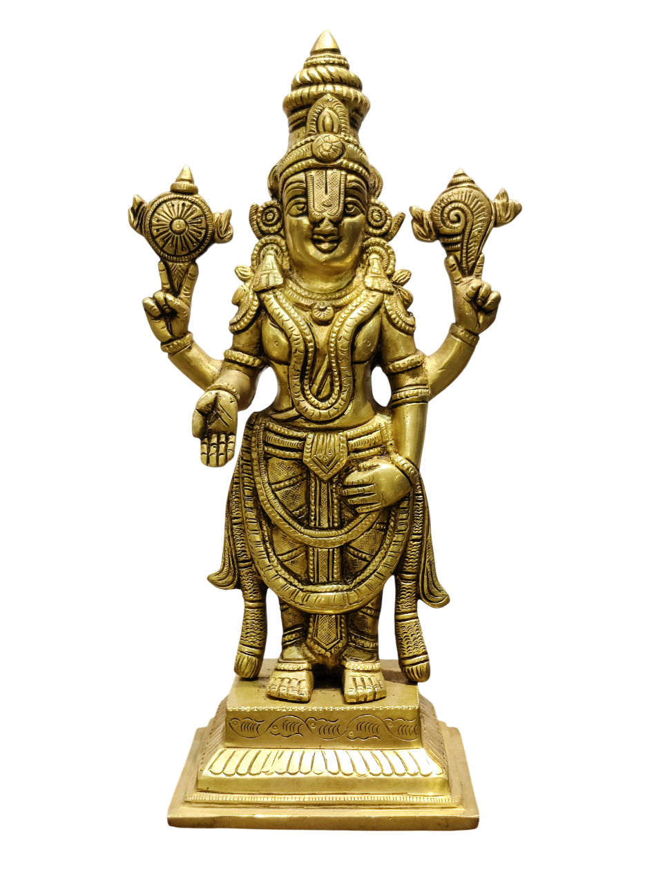 Lord Vishnu Brass Idol – Standing Shankha Chakra Statue