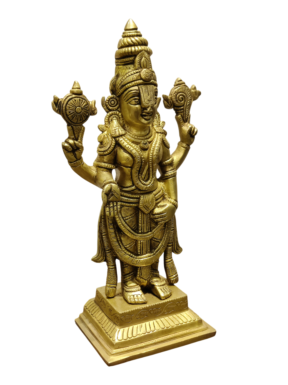Lord Vishnu Brass Idol – Standing Shankha Chakra Statue