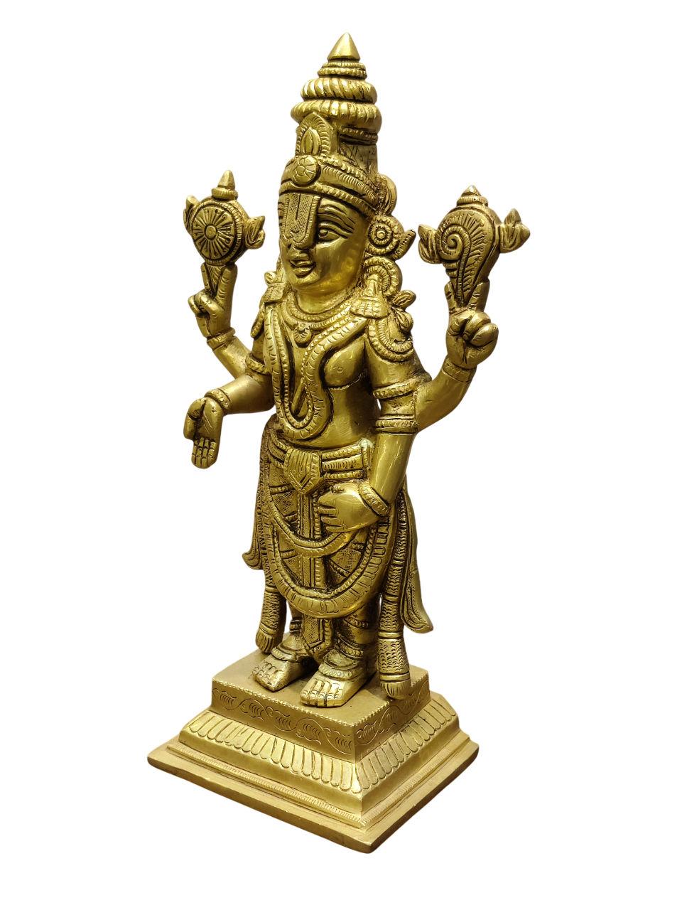 Lord Vishnu Brass Idol – Standing Shankha Chakra Statue