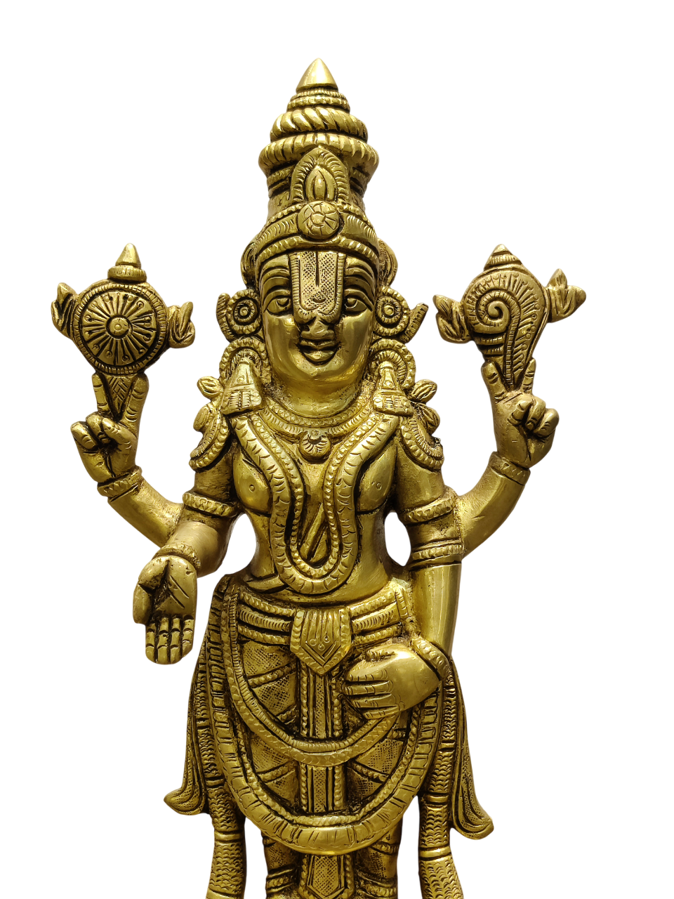 Lord Vishnu Brass Idol – Standing Shankha Chakra Statue