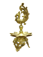 Traditional Brass Peacock Oil Lamp for Pooja & Home Decor