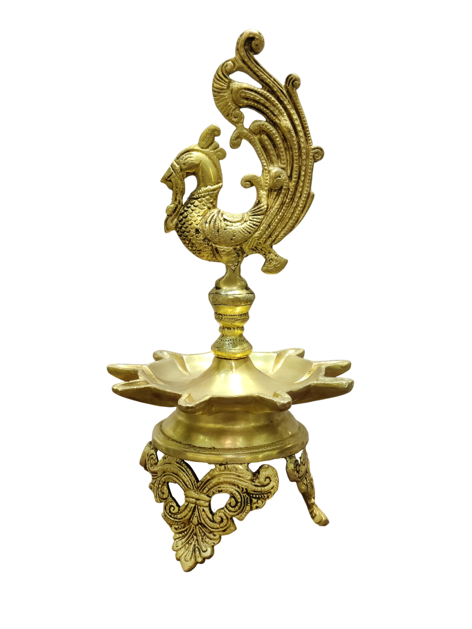 Traditional Brass Peacock Oil Lamp for Pooja & Home Decor