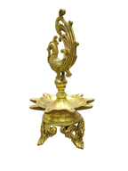 Traditional Brass Peacock Oil Lamp for Pooja & Home Decor