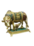 Royal Kamadhenu Cow & Calf Idol – Multicolor Prosperity Symbol