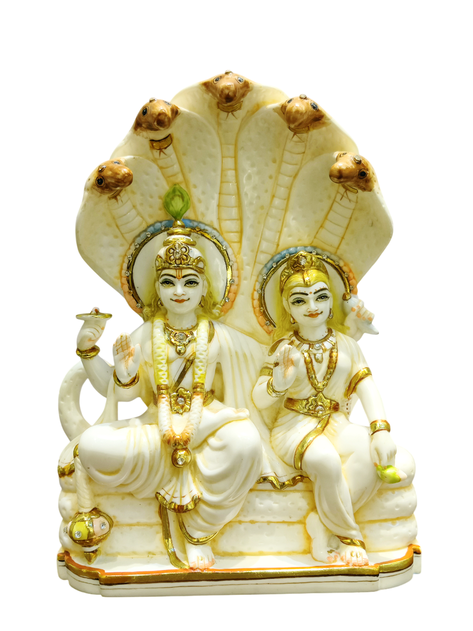 Divine Vishnu–Lakshmi Sheshnag Idol (Premium Marble Finish)