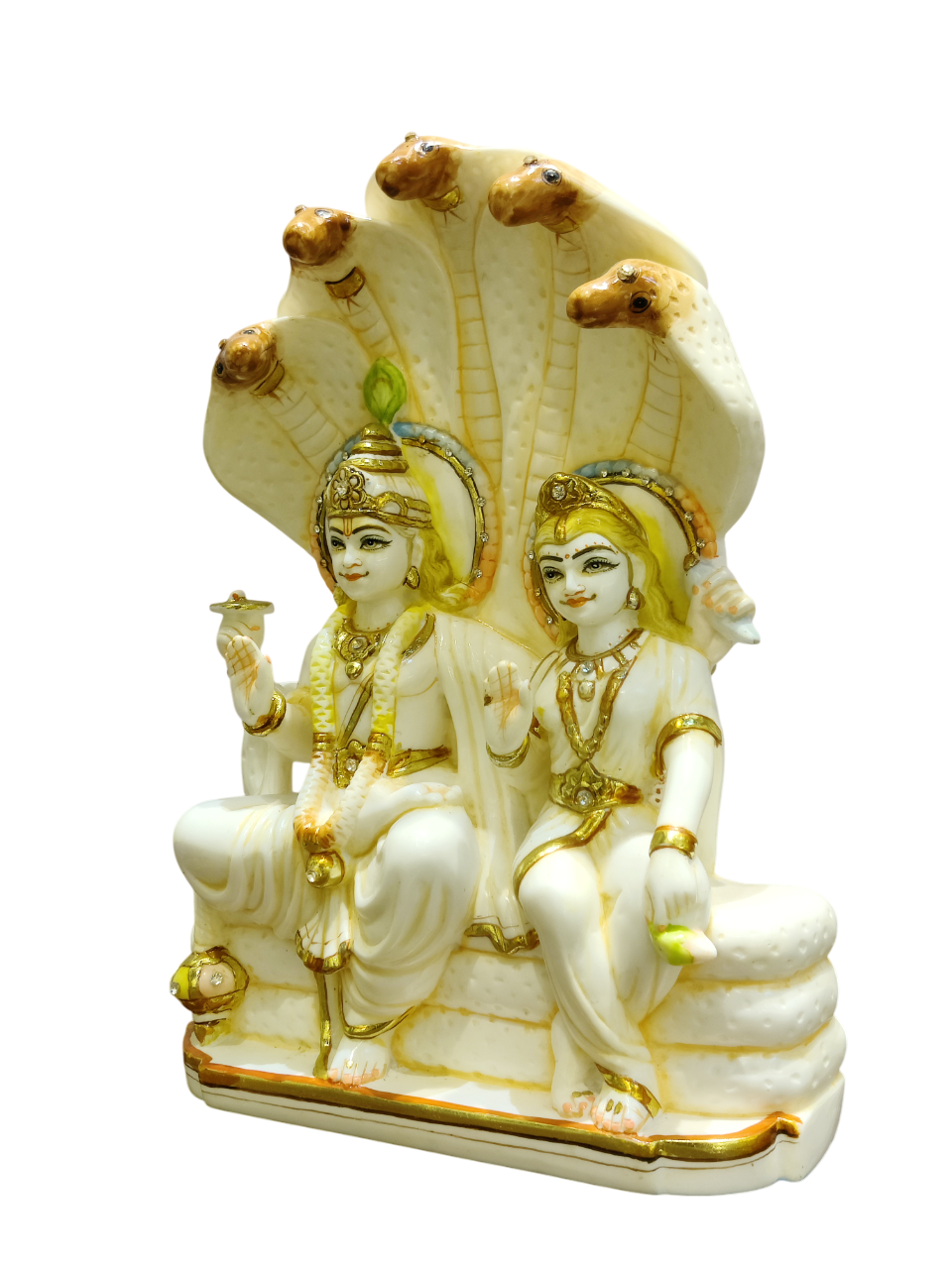 Divine Vishnu–Lakshmi Sheshnag Idol (Premium Marble Finish)
