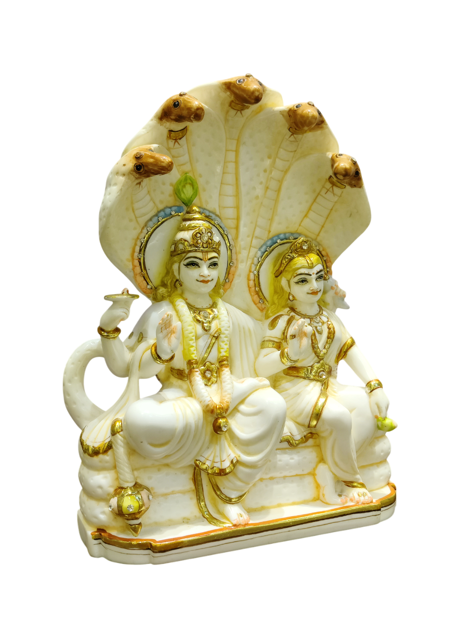 Divine Vishnu–Lakshmi Sheshnag Idol (Premium Marble Finish)