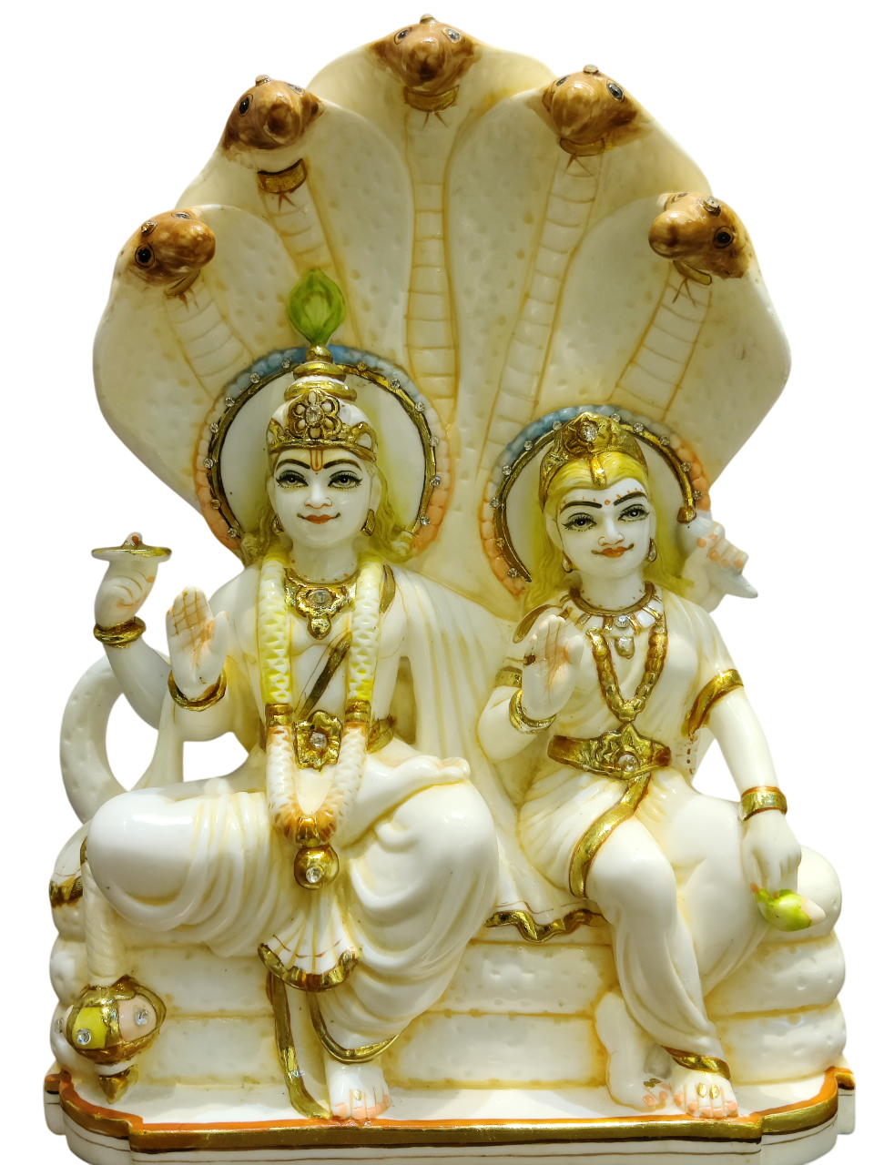 Divine Vishnu–Lakshmi Sheshnag Idol (Premium Marble Finish)