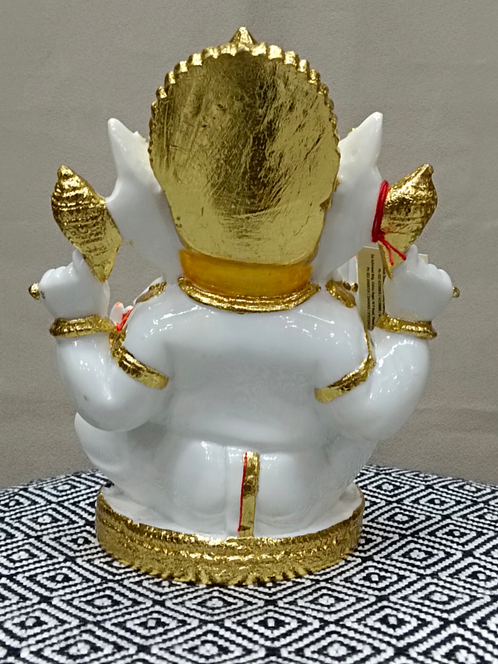 White & Gold Fiber Ganesha Statue – Lord Ganesh Idol for Home Décor