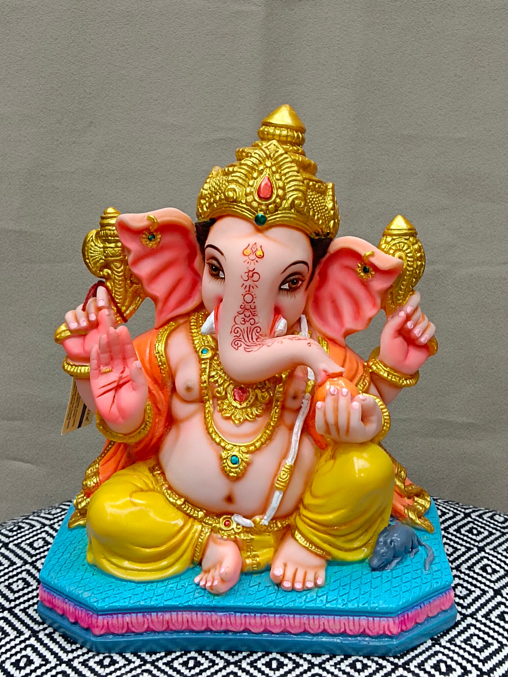Colorful Fiber Ganesha Statue – Seated Lord Ganesh Idol for Home Décor