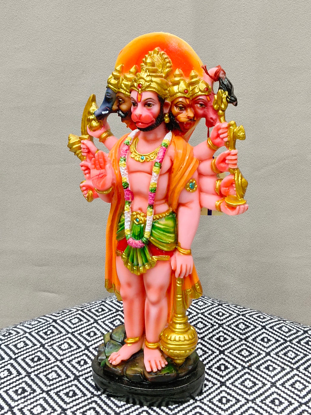 Panchamukhi Hanuman Statue – Colorful Five-Faced Fiber Idol with Gada