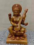Goddess Saraswati on Lotus with Veena – Traditional Fiber Statue